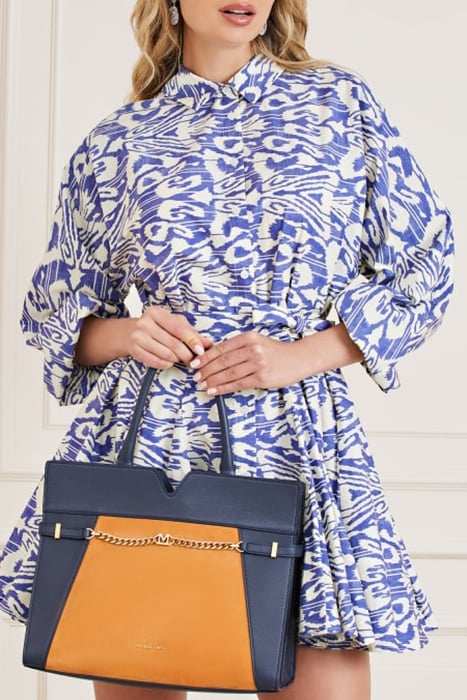 MEDIUM SATCHEL CONTR GALAXY BLUE HANDBAG A713 2