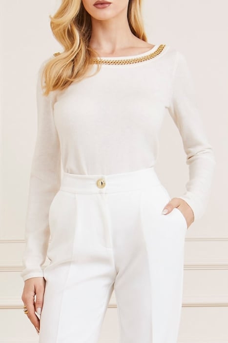 JULIA BOAT NECK CHAI PALE SWEATER PEARL 1