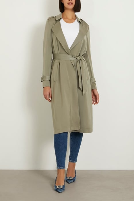 MICOLE SATIN TRENCH MOSSY GREEN 1