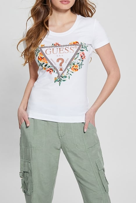 SS CN TRIANGLE FLOWERS TEE PURE WHITE 1