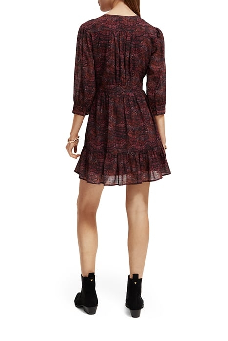 WRAP MINI DRESS FEATHER BORDEAUX 3