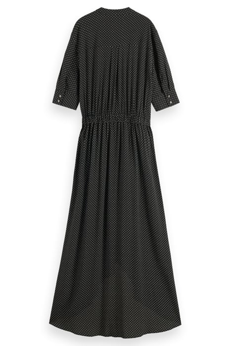 MIDI DRESS WITH HIGH LOW HEM POLKA EVENING BLACK 5