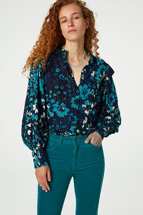 PHILO BLOUSE BLACK/KEEP IT TEAL 1