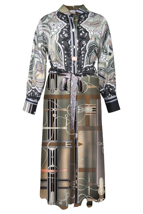 DRESS LOUVAIN LONG GREEN EQUESTRIAN PAISLEY 3