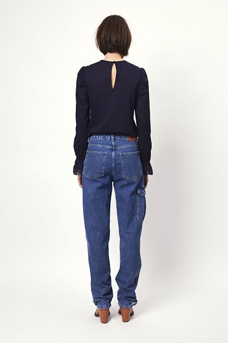 SHAUNA SMOCKED LACE TOP SAPPHIRE BLUE 2