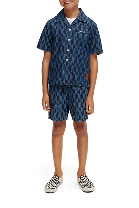 BOYS LIGHTWEIGHT DENIM ALL-OVER PRINTED SHORT-SLEEVED SHIRT 3