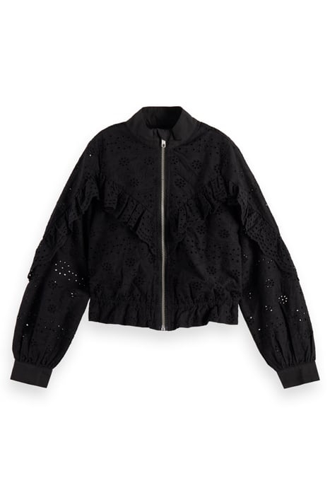 GIRLS BRODERIE ANGLAISE JACKET BLACK 4