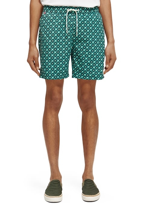 MID LENGTH - MINI PRINTED SWIMSHORT TURQUOISE TILES AOP 1