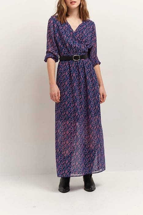 RAVNA - NAVY MAXI DRESS WITH RECYCLED POLYESTER GRAPHIC BOUQ 1