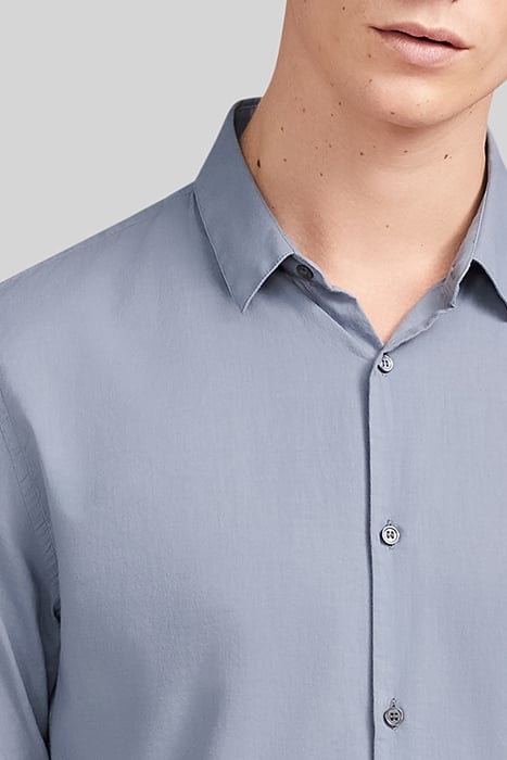 LIGHT BLUE ORGANIC COTTON VOILE SLIM SHIRT 5