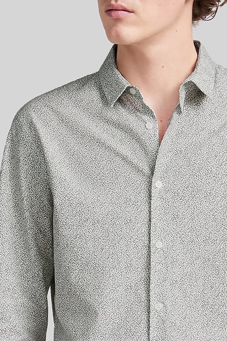 PISTACHIO ORGANIC COTTON MICROLEAF MOTIF SLIM SHIRT 5