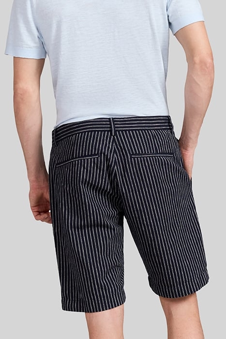 NAVY COMFORT THIN-STRIPED CHINO BERMUDAS 2