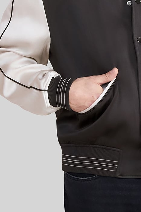 BLACK TWO-TONE VARSITY JACKET WITH EMBROIDERY 6