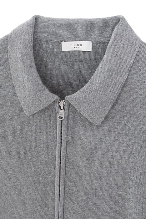 GREY KNIT ZIPPED SHIRT COLLAR CARDIGAN 7