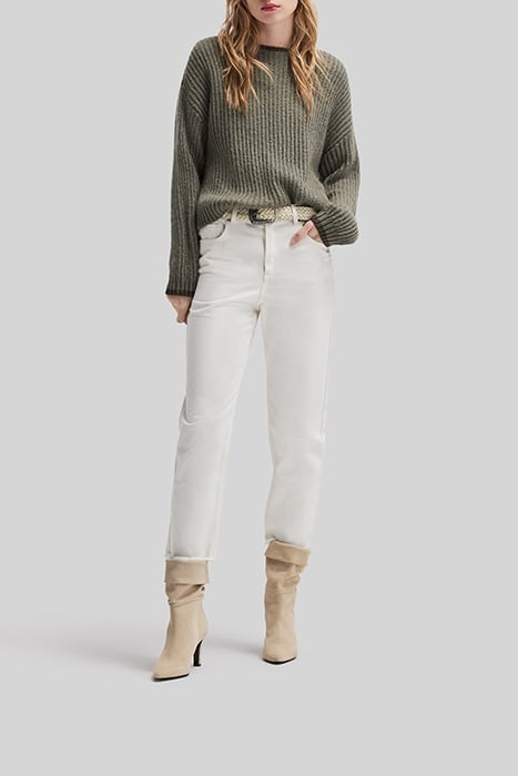 ARMY GREEN RIBBED KNIT SWEATER WITH LUREX DETAILS 3