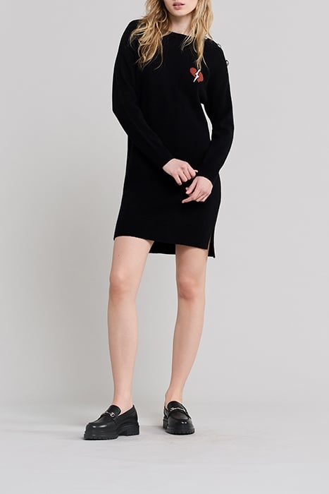 BLACK LIGHTNING HEART VISUAL KNIT SWEATER DRESS 3