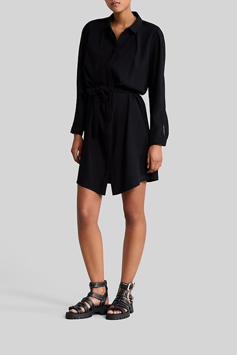 BLACK RECYCLED SHIRT DRESS WITH GIPURES 3