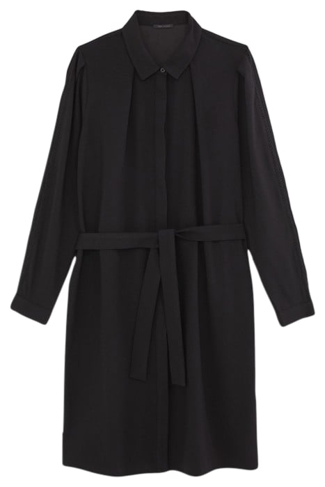 BLACK RECYCLED SHIRT DRESS WITH GIPURES 5