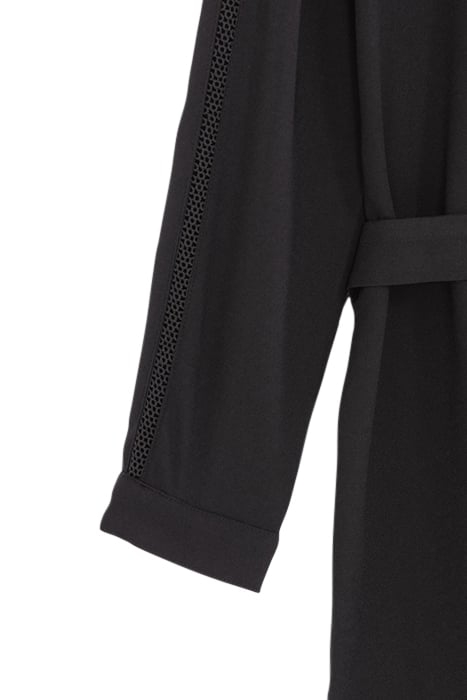 BLACK RECYCLED SHIRT DRESS WITH GIPURES 7