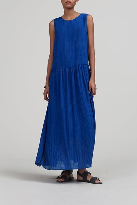 COBALT RECYCLED WAFFLE FABRIC LONG DRESS 1