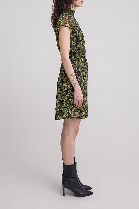 BLACK RECYCLED DRESS WITH FLORAL LEOPARD PRINT 5
