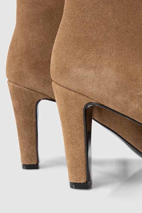 SAND SUEDE HEELED BOOTS WITH FOLDED DOWN TOP 5