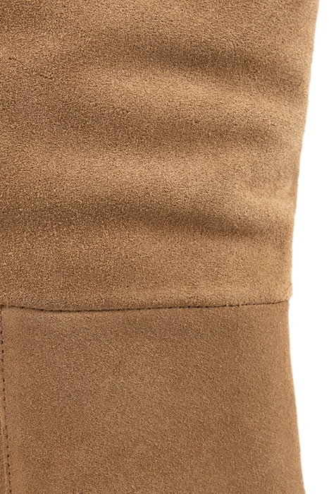 SAND SUEDE HEELED BOOTS WITH FOLDED DOWN TOP 6