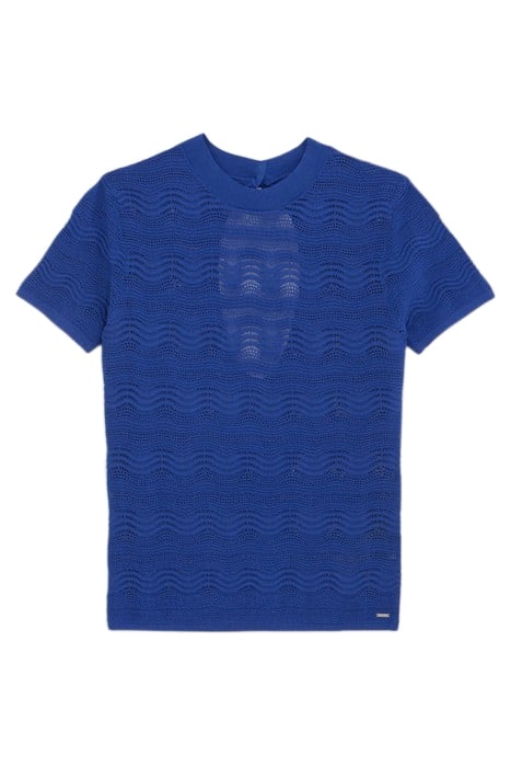 COBALT DECORATIVE OPENWORK KNIT BACKLESS T-SHIRT 4