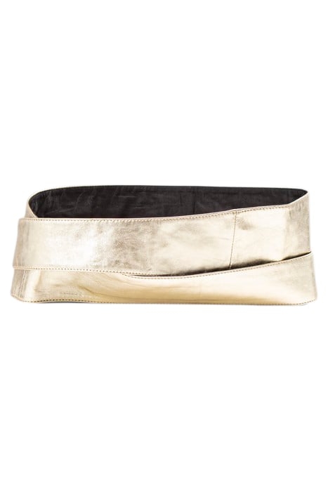 METALLIC GOLD LEATHER DRESS BELT TO TIE 2