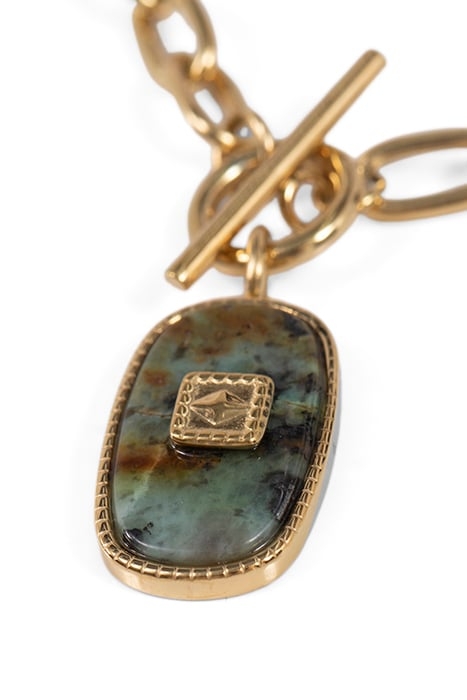 YELLOW CABLE LINK CHAIN NECKLACE, BLACK PENDANT 3