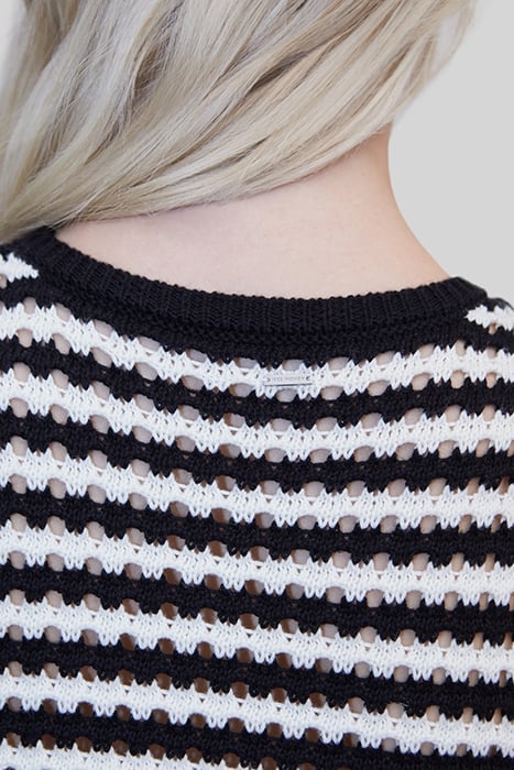 SAILOR-STRIPE OPENWORK KNIT LONG DRESS 6