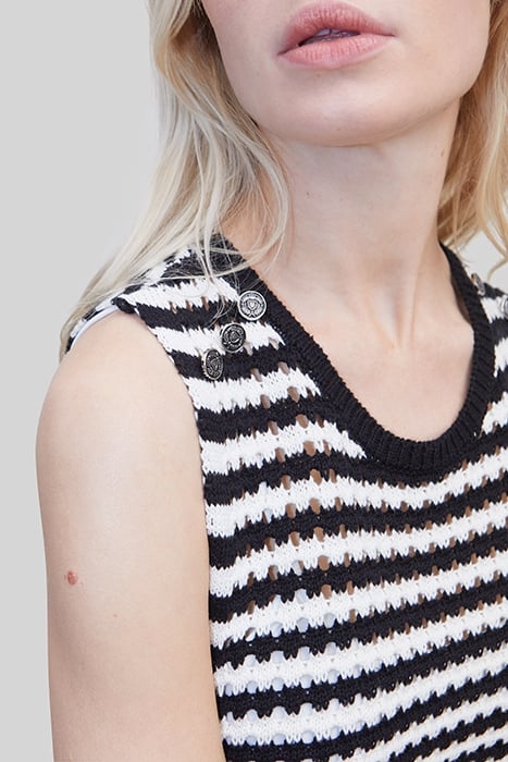 SAILOR-STRIPE OPENWORK KNIT LONG DRESS 7