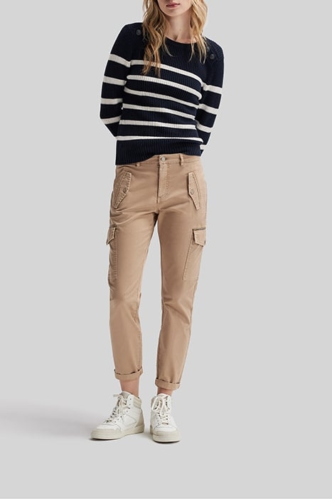 CAMEL CROPPED CARGO JEANS WITH PRETTY BRAID 3