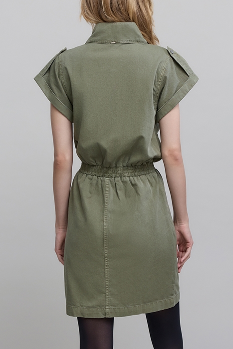 KHAKI DRESS WITH ASYMMETRICAL COLLAR 2