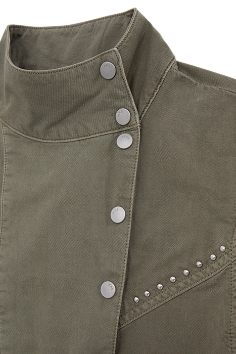 KHAKI DRESS WITH ASYMMETRICAL COLLAR 8