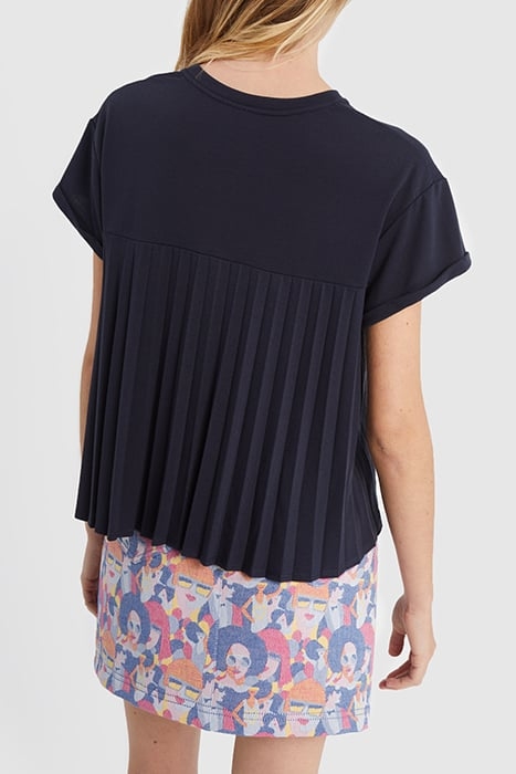 NAVY PIQUE KNIT TOP WITH PLEATED BACK 2
