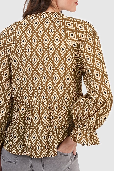 CAMEL ETHNIC BOHO PRINT BLOUSE 7