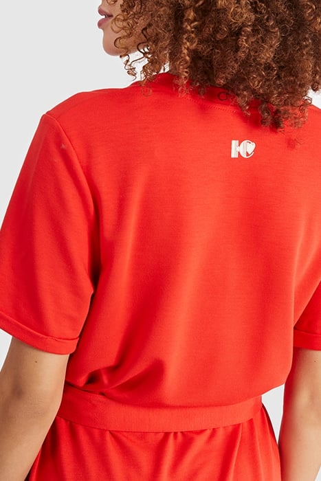 CRIMSON RED KNIT BELTED DRESS 6