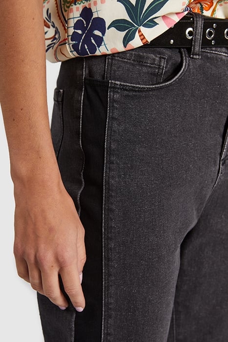 BLACK BOYFIT JEANS WITH FADED BANDS DOWN LEGS 6