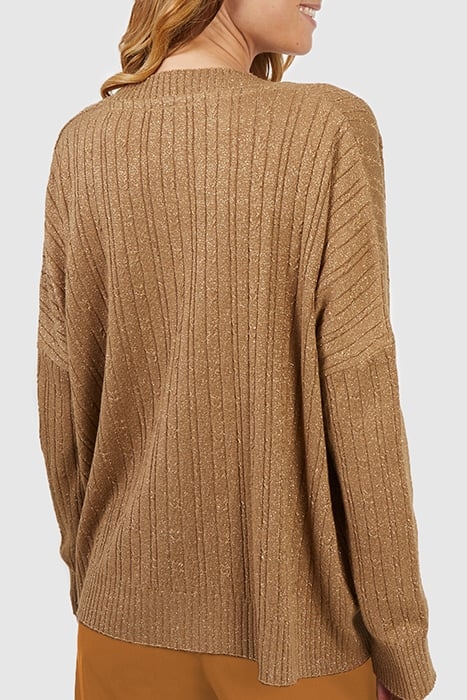 SAND LUREX CABLE KNIT SWEATER 2