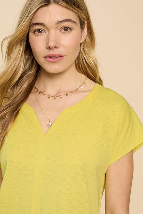 NELLY NOTCH NECK TEE BRIGHT YELLOW 6