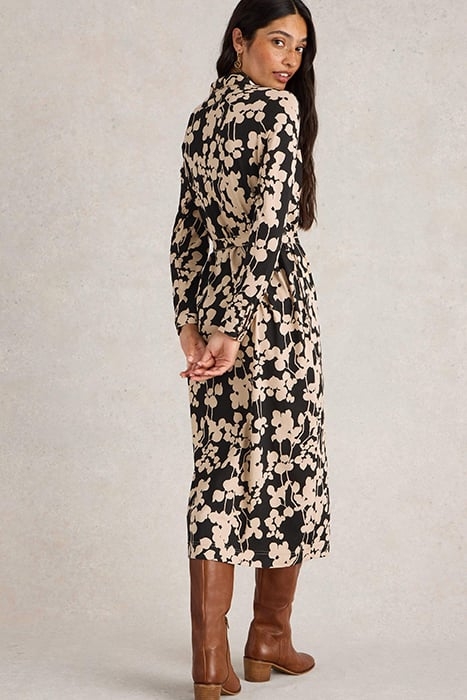 ANNIE JERSEY SHIRT DRESS BLACK PRINT 2