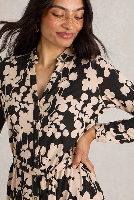 ANNIE JERSEY SHIRT DRESS BLACK PRINT 5