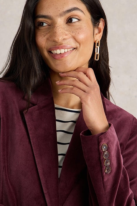 EVELYN VELVET BLAZER DARK PLUM 5