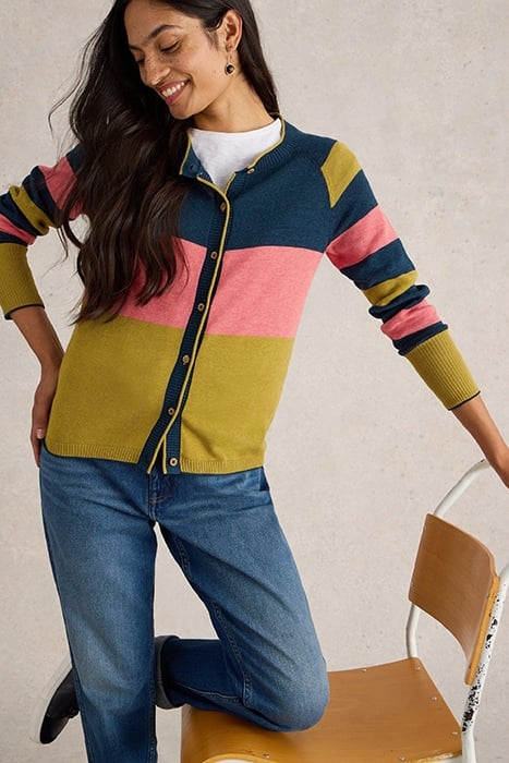 LULU STRIPE CARDI CHARTREUSE MULTI 4