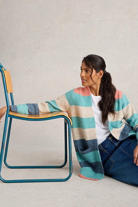 ERIN STRIPE LONGLINE CARDI BLUE MULTI 4