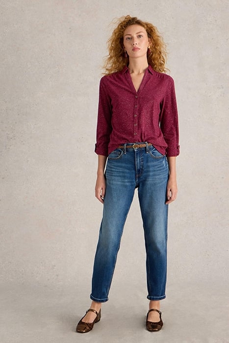 ANNIE SPARKLE SHIRT DARK PLUM 1