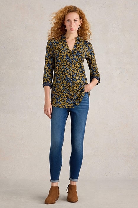 ANNIE LONGLINE SHIRT NAVY PRINT 1