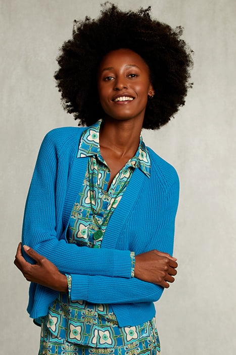 PETROL BASIC V-NECK CARDIGAN BLUE 1