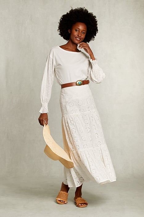 OFF WHITE T-SHIRT LONG SLEEVES BRODERIE ANGLAISE WHITE 3